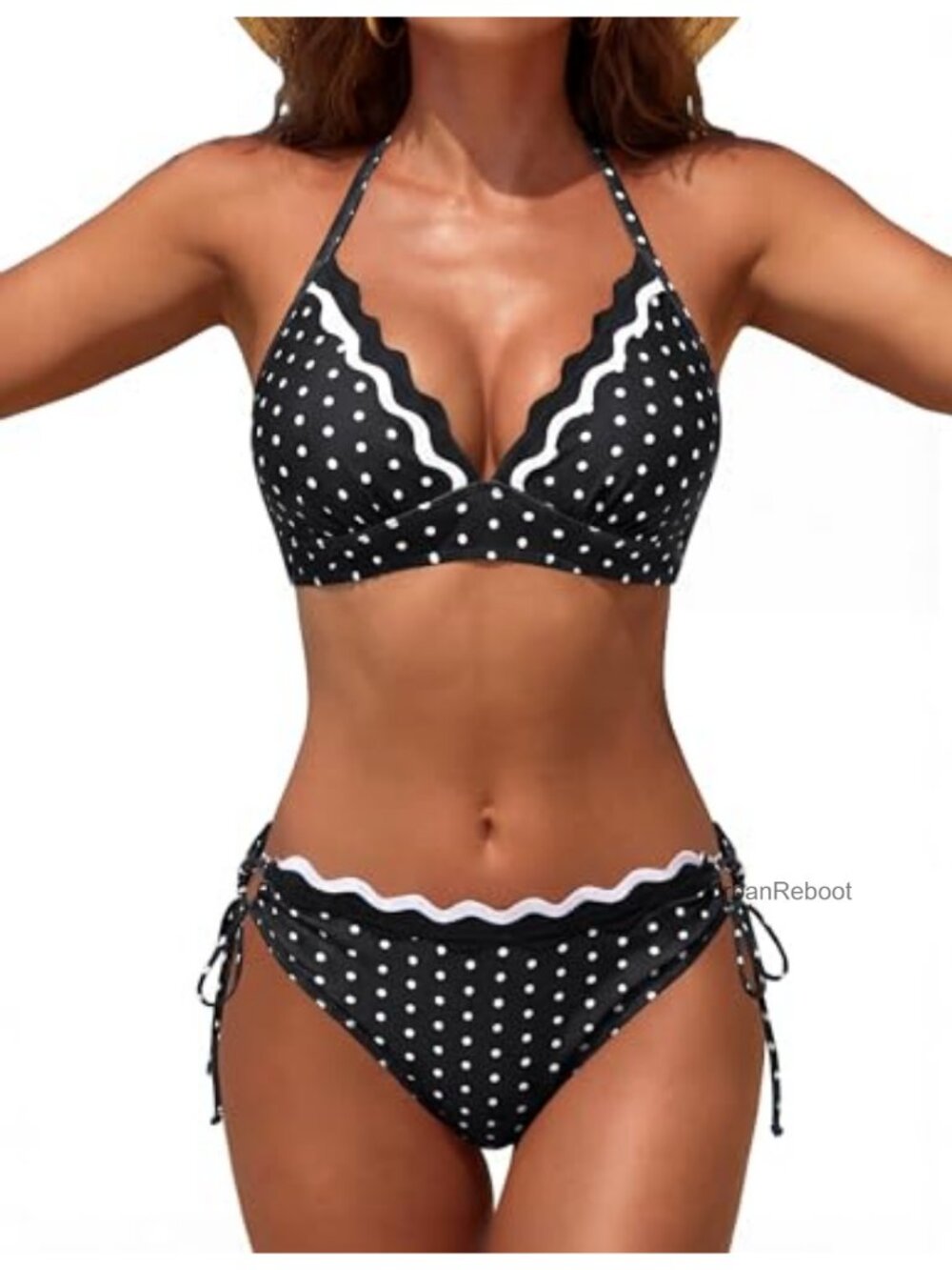 Bikini Set Scalloped Polka Dot Two Piece Swimsuit Push Up Cheeky